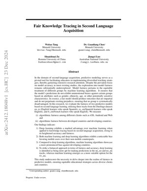 PDF Document Cover - Fair Knowledge Tracing in Second Language Acquisition: Analysis of Algorithmic Bias
