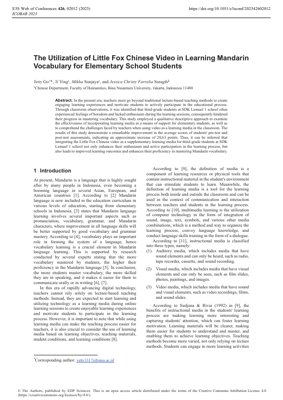 PDF Document Cover - Utilization of Little Fox Chinese Video in Learning Mandarin Vocabulary for Elementary Students