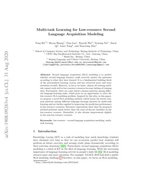 PDF Document Cover - Multi-task Learning for Low-resource Second Language Acquisition Modeling